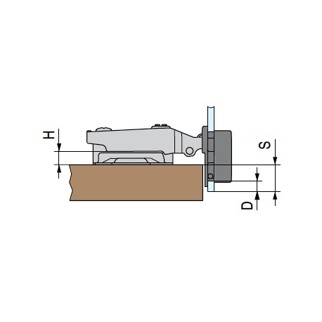 Bisagra recta cazoleta de 26mm para cristal