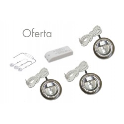 Pack 3 halogenos sobreponer inox mas transformador